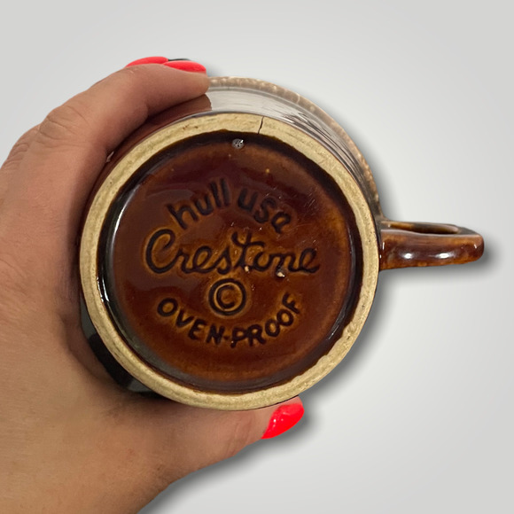 Vintage Hull USA Crestone Oven Proof Brown Drip Ware Stoneware Mug - Picture 9 of 12